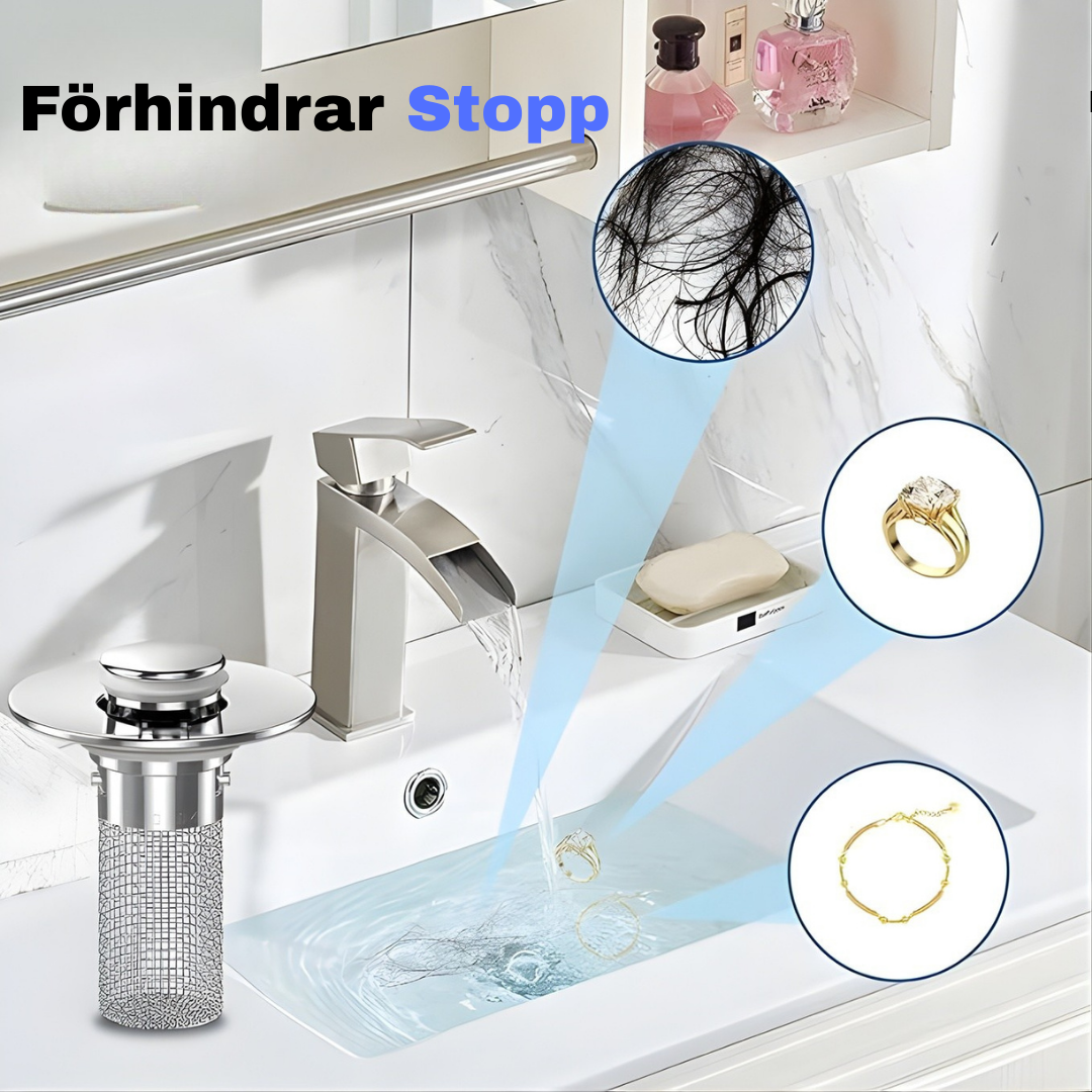 RentFlöde™ Pop-Up Avloppsstopp med Filter
