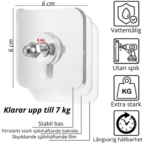 Självhäftande Väggkrokar Stark hållfasthet. Noll hål i väggen