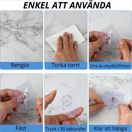 Självhäftande Väggkrokar Stark hållfasthet. Noll hål i väggen