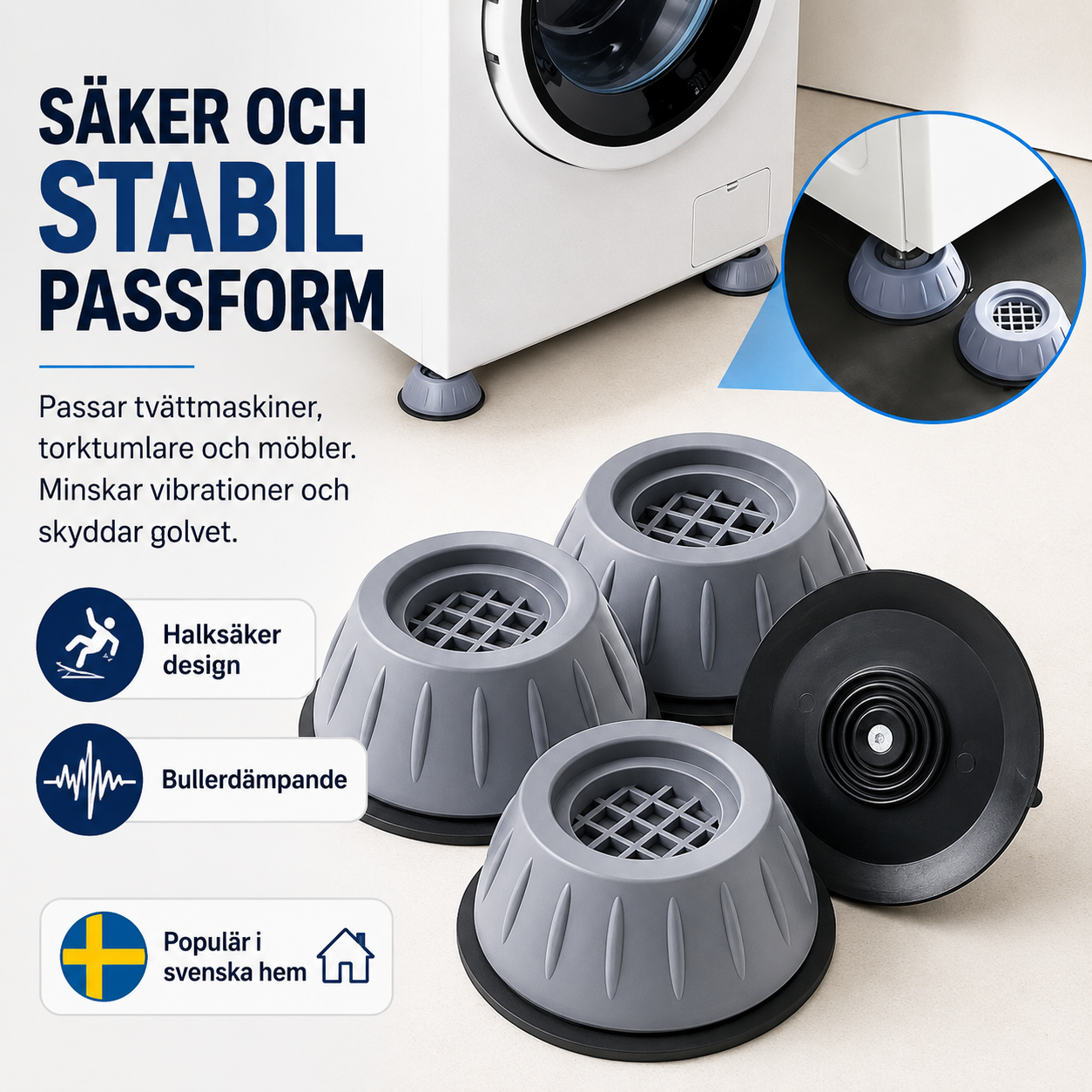 LugnFot™  Skyddar golvet, dämpar ljudet