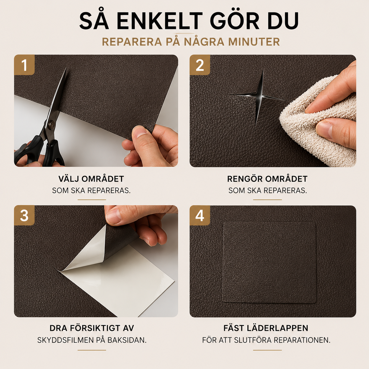 LäderLux™- Döljer repor, sprickor och slitna ytor