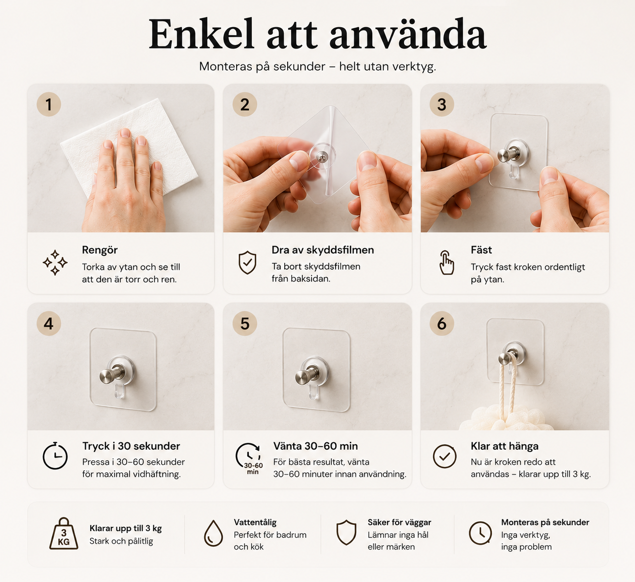 Lurixa™ Självhäftande Väggkrokar