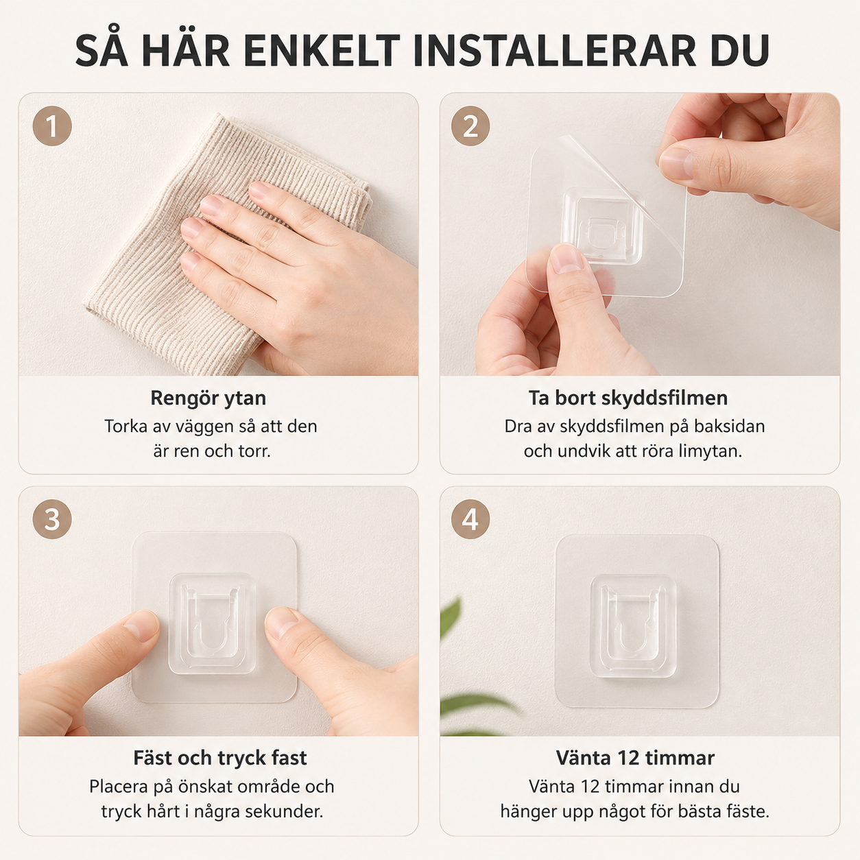 FästKrok™ – Självhäftande väggkrok utan borrning