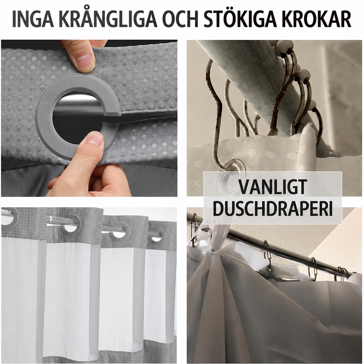 Krokfritt Duschdraperi - inga krokar, inga krångel