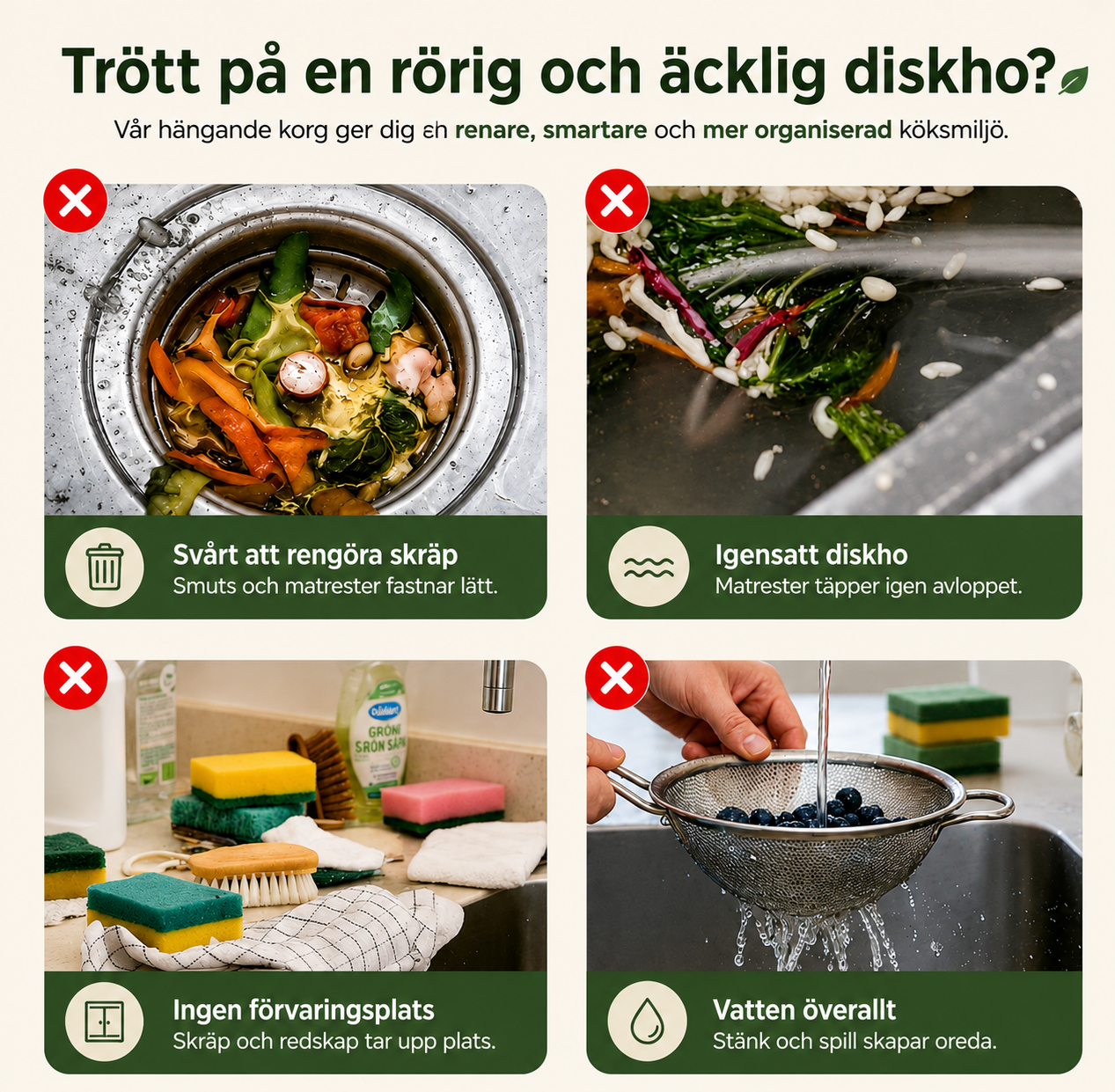HängSil™ Ren vask. Utan att röra en enda matrest.