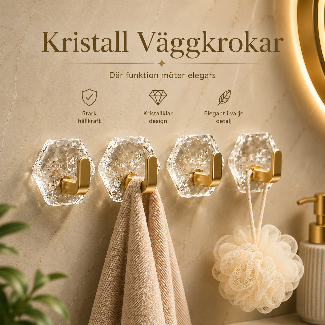 Kristall Väggkrokar™ Stark hållfasthet. Noll hål i väggen