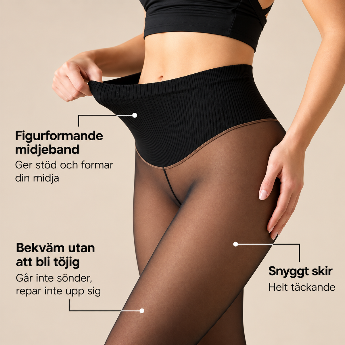 Fleecefodrade strumpbyxor – Genomskinlig look