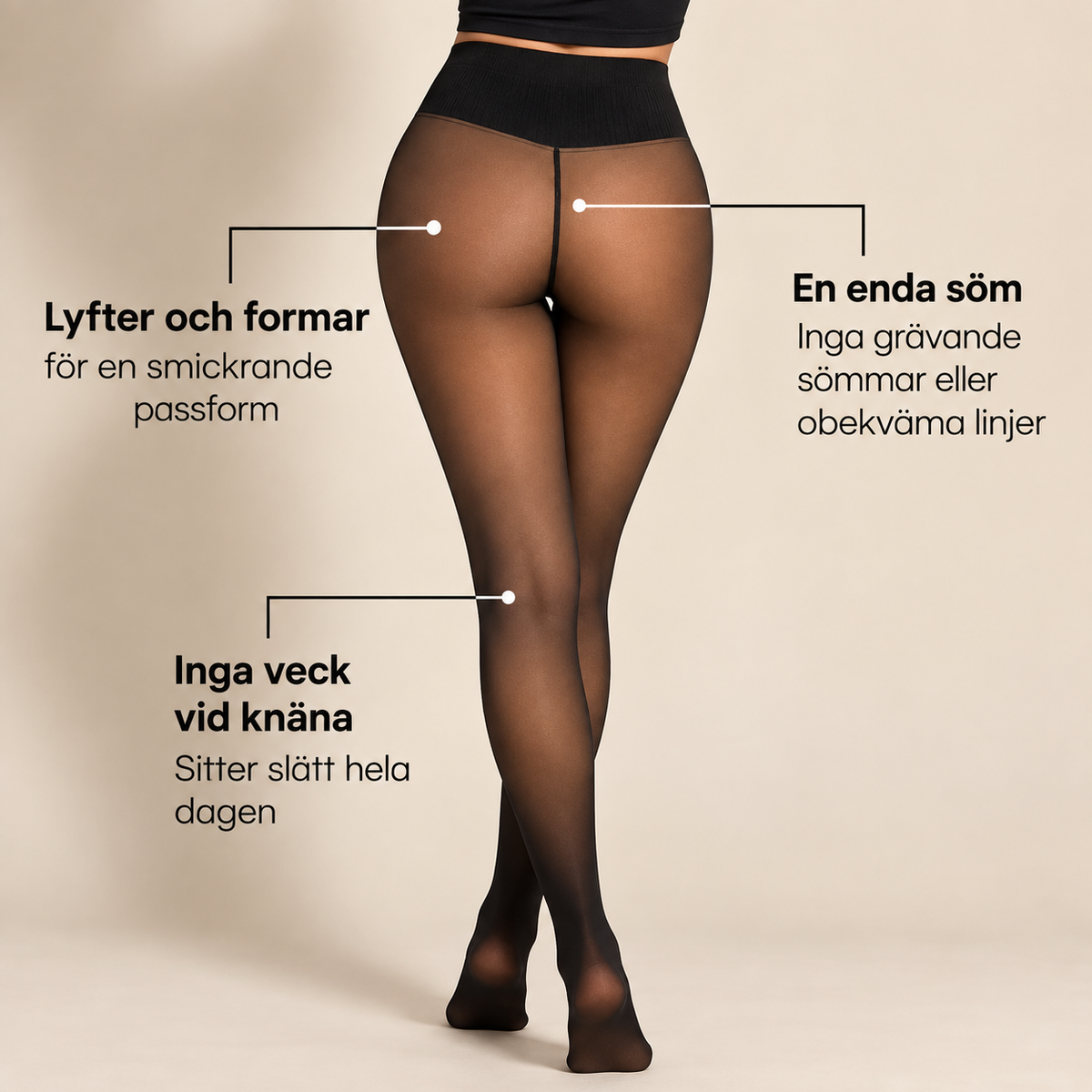 Fleecefodrade strumpbyxor – Genomskinlig look