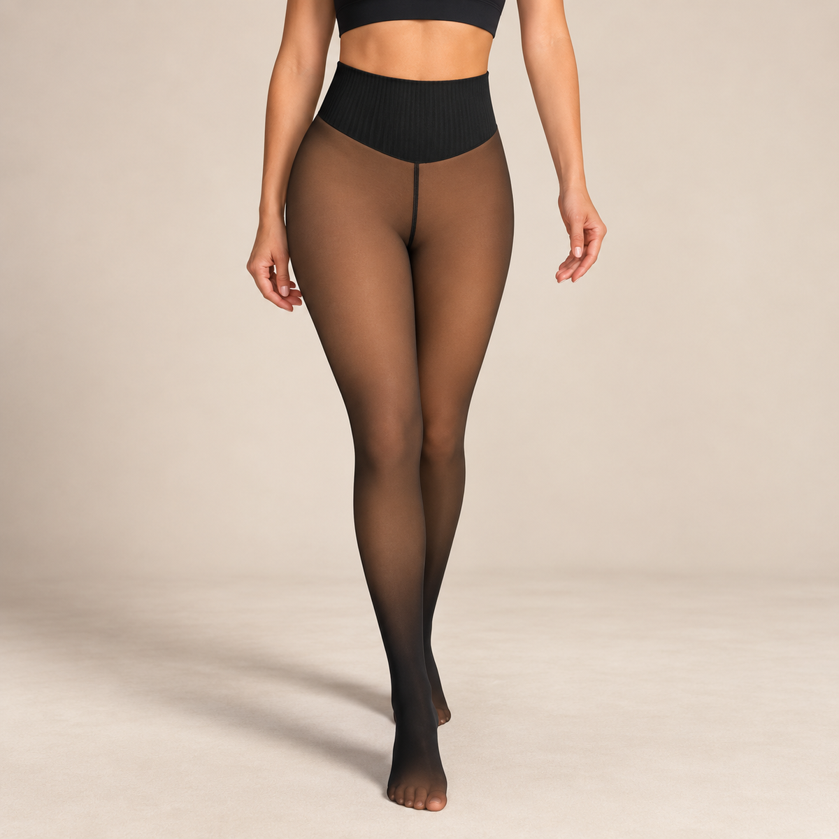 Fleecefodrade strumpbyxor – Genomskinlig look