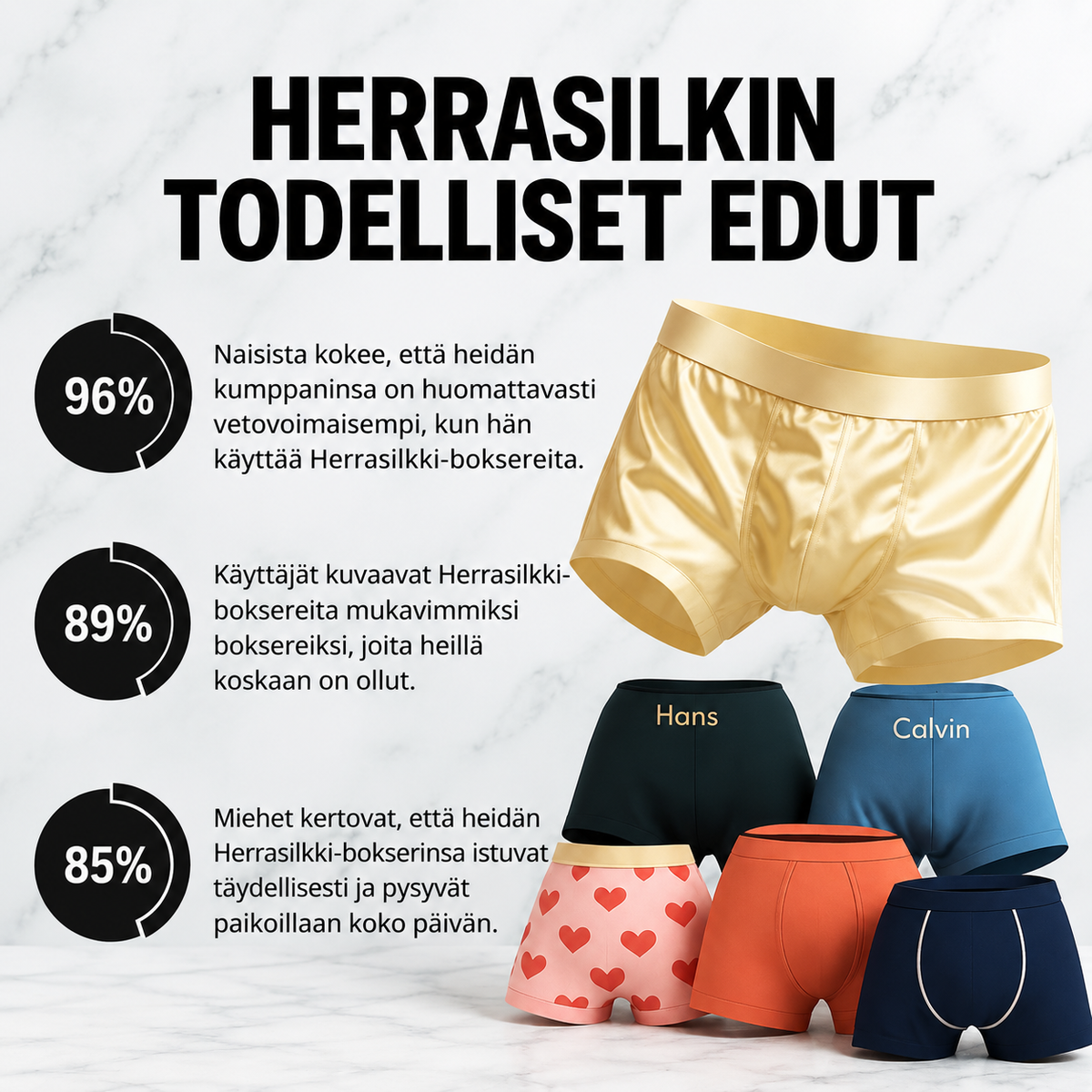 Miesten silkki – Ei hiertämistä. Ei hikeä. Puhdasta mukavuutta.