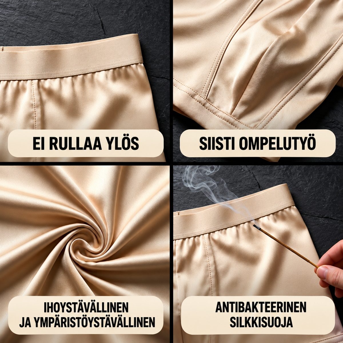 Miesten silkki – Ei hiertämistä. Ei hikeä. Puhdasta mukavuutta.